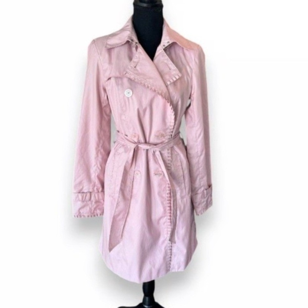 Ivanka Trump Pleat Trim Trench Coat Womens Size M Blush-Pink - Picture 3 of 3
